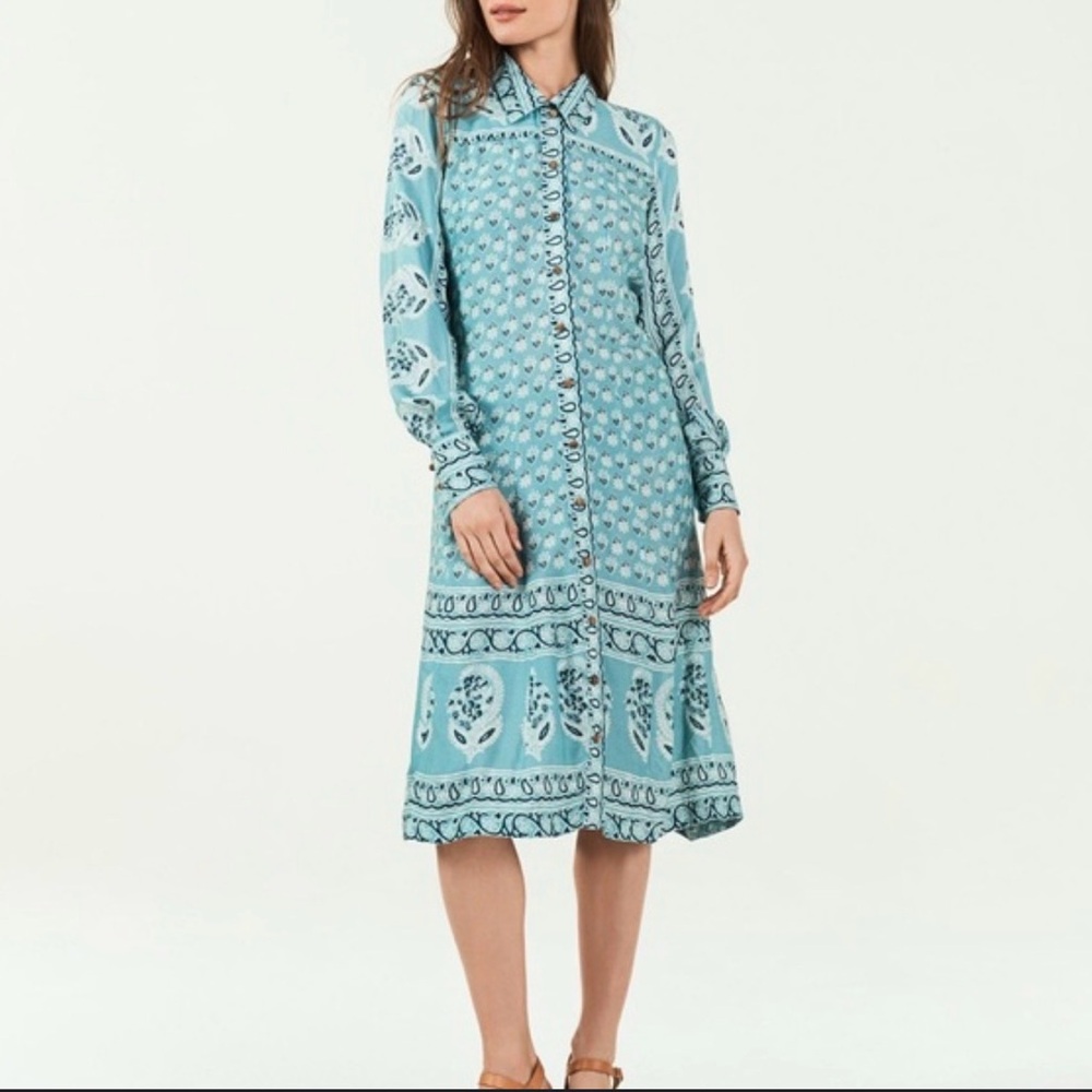 Faherty Blue Patterned Maxi Dress - image 1